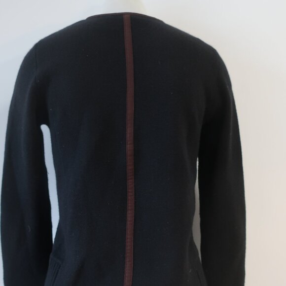 Womens Raffi Black Brown Pure Cashmere Asymmetric Full Zip Cardigan Jacket S - Picture 10 of 16